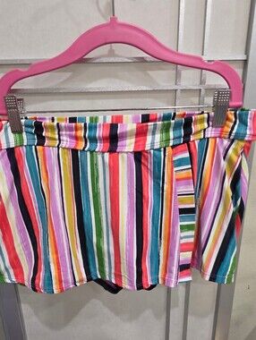 Anne Cole Multi-Color Stripe Skirted Swim Shorts